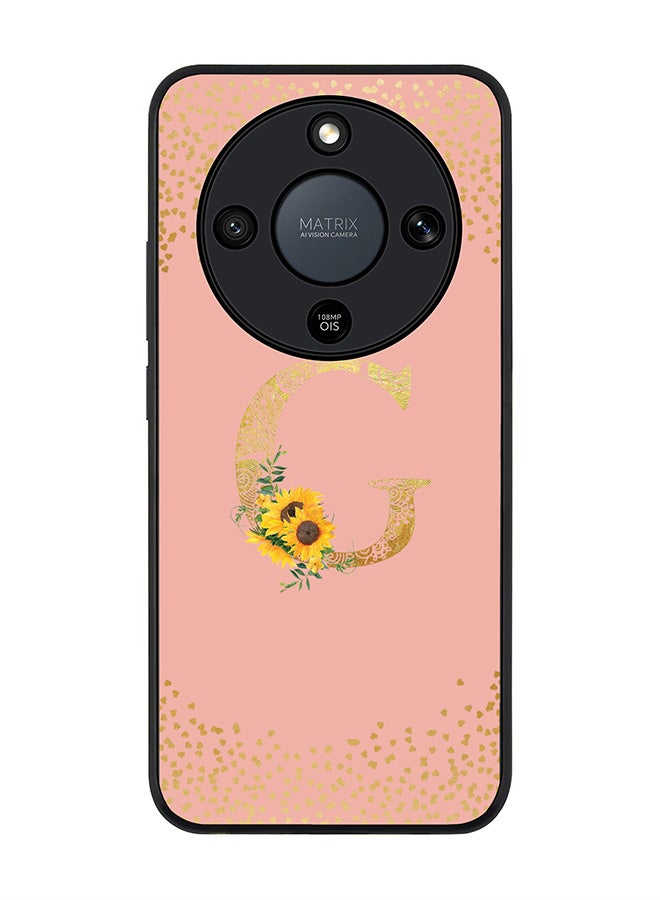 For Honor X9d / Magic8 Lite / X70 Case,Slim fit Camera Protection, Shockproof Thin Phone cover  - Custom Floral Monogram - G  (Rose Pink )